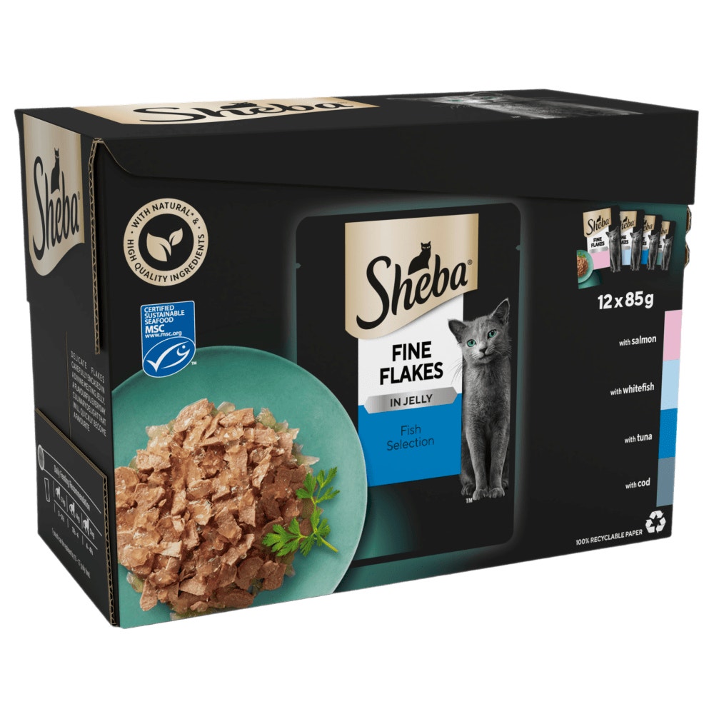 SHEBA® Fine Flakes Fish Selection in Jelly 12 & 40 & 80 x 85g - 1