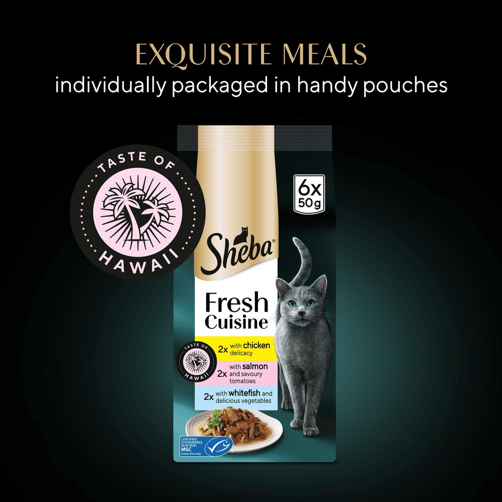 SHEBA® Fresh Cuisine Taste of Hawaii Wet Cat Food Fish in Gravy 6x50g Pouch - 6