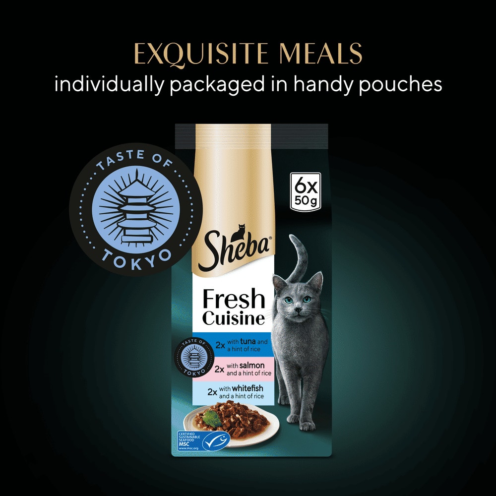 SHEBA® Fresh Cuisine Taste of Tokyo Wet Cat Food Fish in Gravy 6x50g Pouch - 6