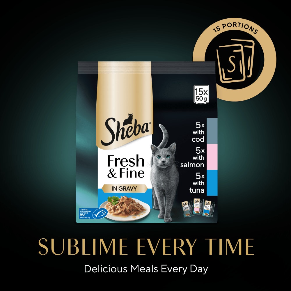 SHEBA® Fresh & Fine Adult Wet Cat Food Fish In Gravy Pouches 50x50g,15x50g - 4