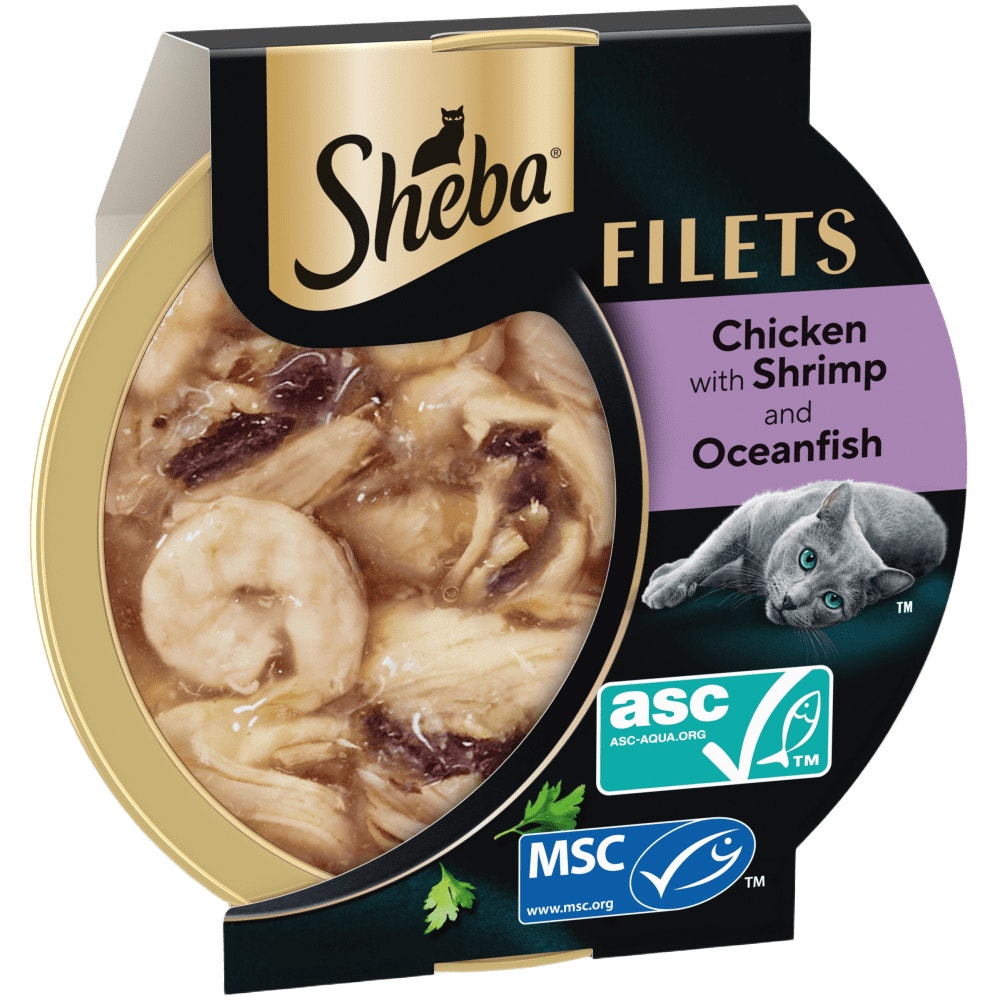 SHEBA Filets Adult Wet Cat Food With Chicken & Fish in gravy 60g Tray - 1