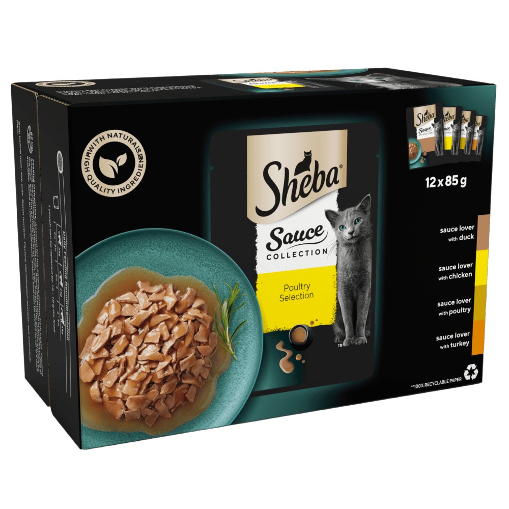 SHEBA® Sauce Collection Adult Wet Cat Food  Poultry Selection 12 x 85g Pouch - 1