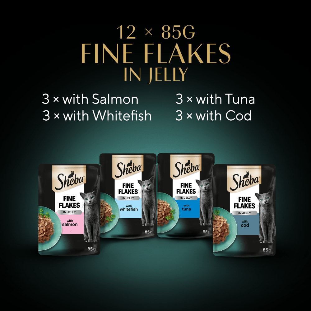 SHEBA® Fine Flakes Fish Selection in Jelly 12 & 40 & 80 x 85g - 6