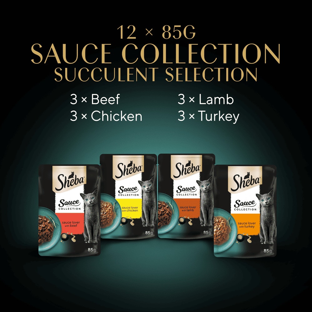 SHEBA® Sauce Collection Adult Wet Cat Food  Succulent Selection 12 x 85g Pouch - 6