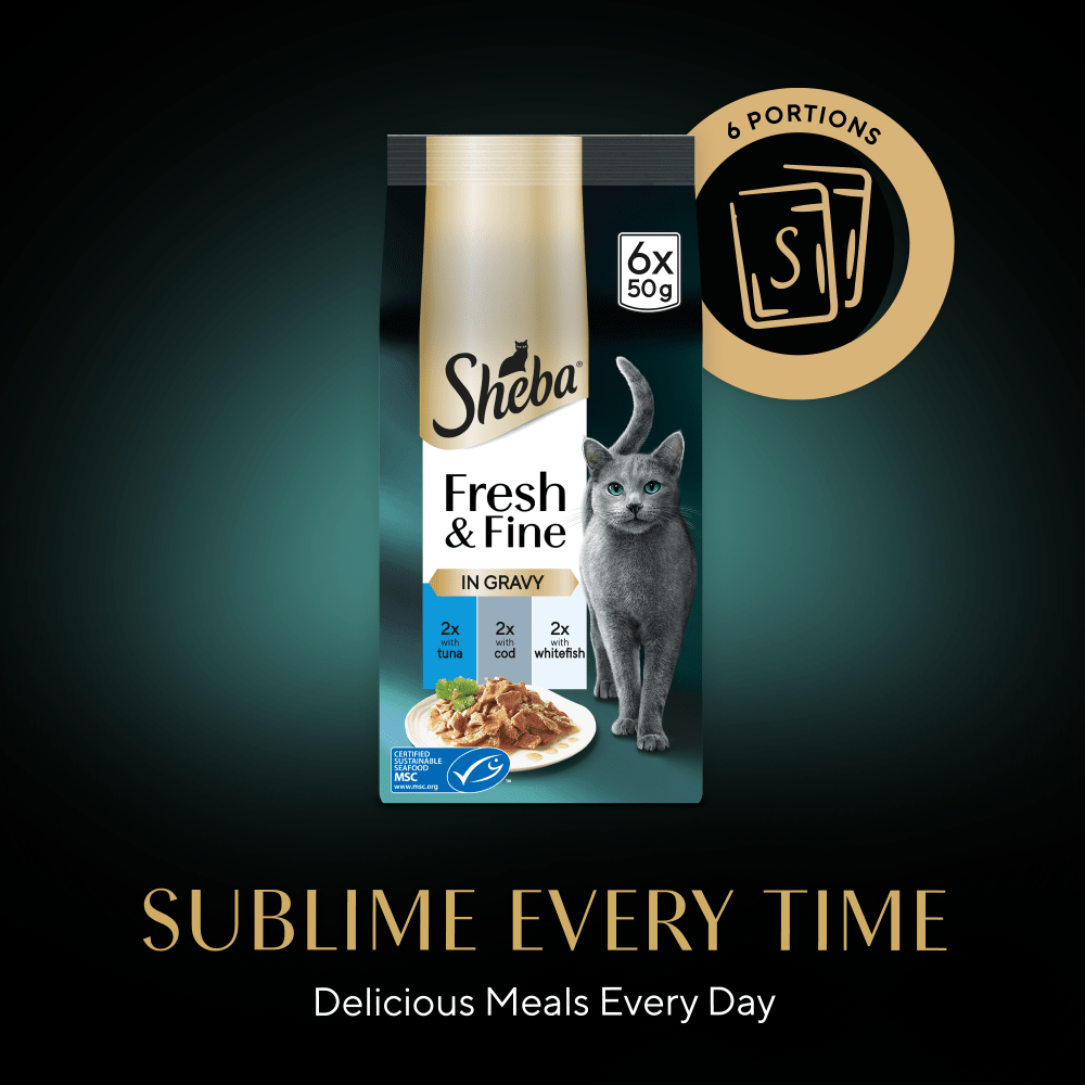 SHEBA® Fresh & Fine Adult Wet Cat Food Tuna and Cod in Gravy 6x50g Pouches - 5