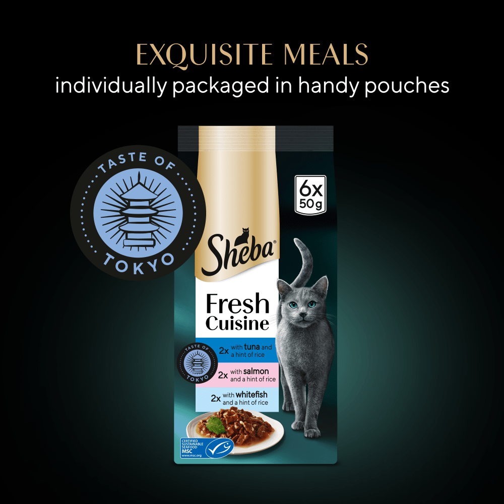 SHEBA® Fresh Cuisine Taste of Tokyo Wet Cat Food Fish in Gravy 6x50g Pouch - 6