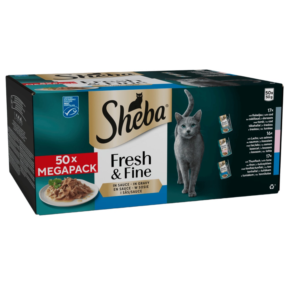 SHEBA® Fresh Fine Adult Wet Cat Food Fish Collection Gravy