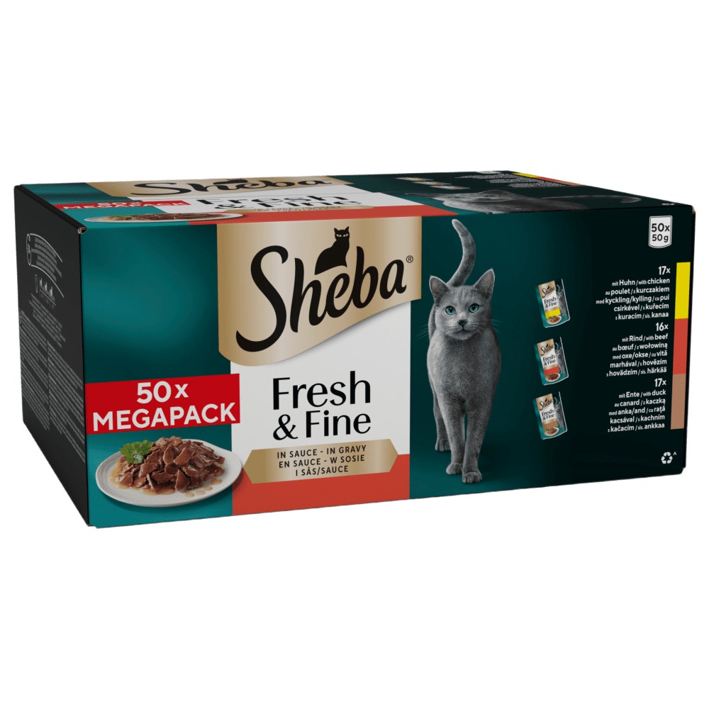 SHEBA® Fresh & Fine Adult Wet Cat Food Meaty Pieces In Gravy 50x50g Pouches - 1