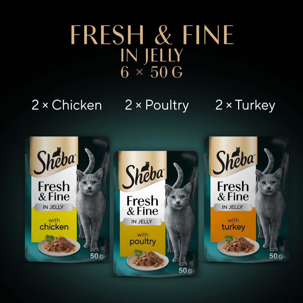 SHEBA® Fresh & Fine  Adult Wet Cat Food Poultry In Gravy Pouches 50x50g,15x50g,6x50g - 6