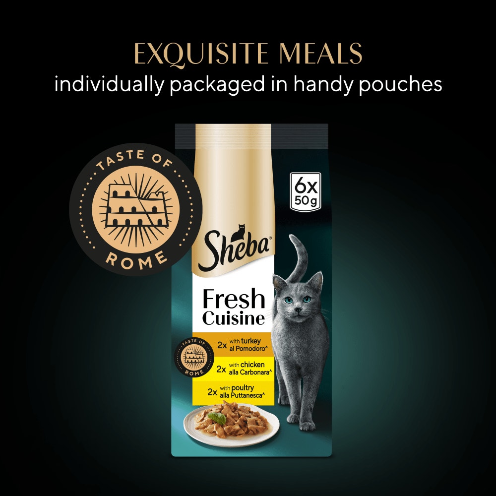 SHEBA® Fresh Cuisine Taste of Rome Wet Cat Food Poultry in Gravy 6x50g Pouch - 6