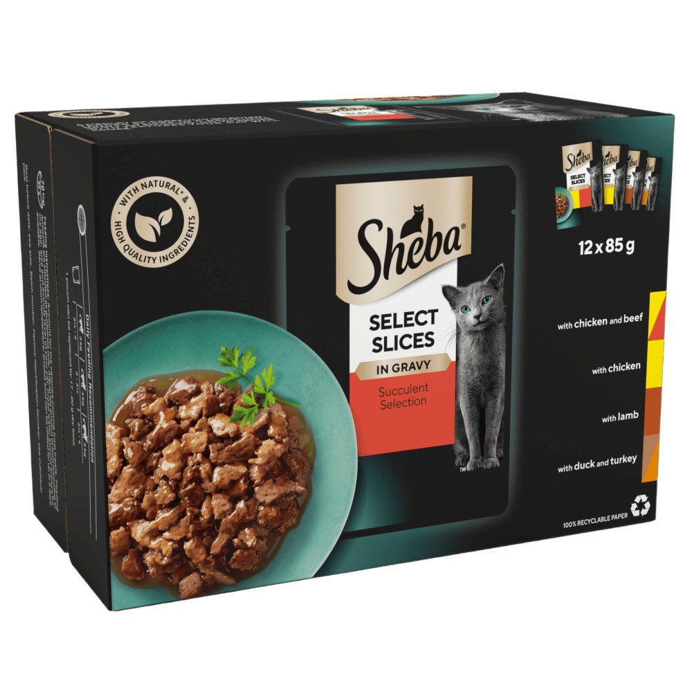 SHEBA® Select Slices Adult Cat Food Succulent Selection Gravy 12x85g Pouch - 1