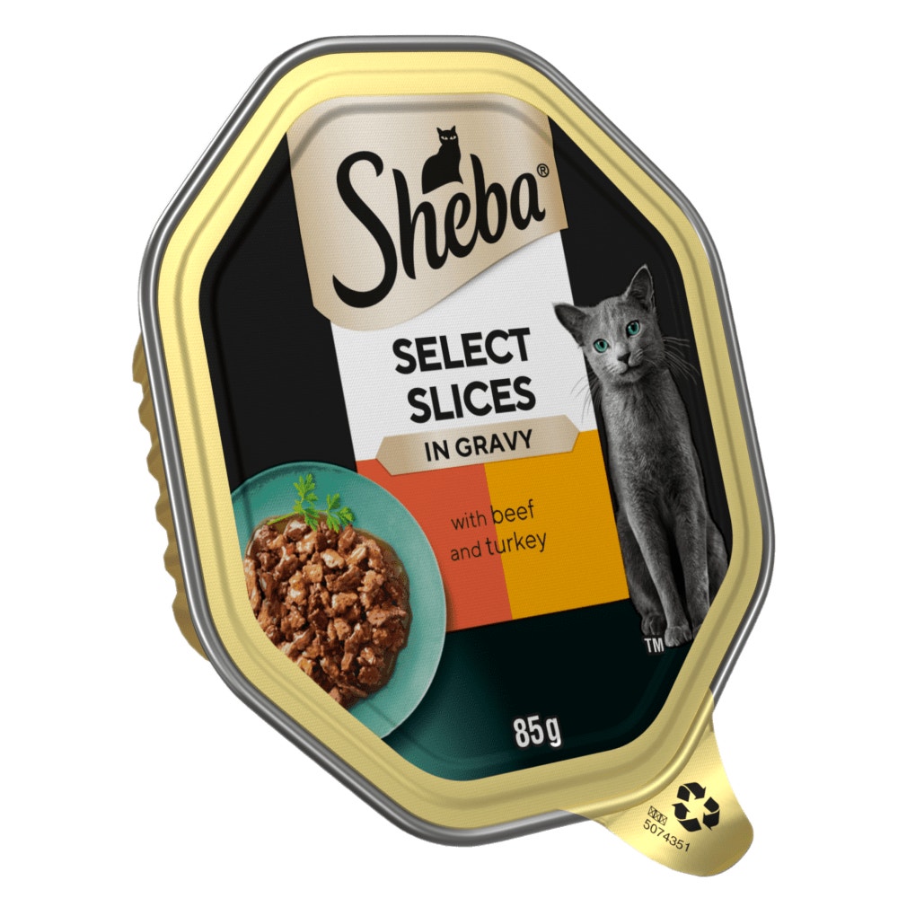 SHEBA® Select Slices Adult Cat Food with Beef & Turkey in Gravy 85g Tray - 1