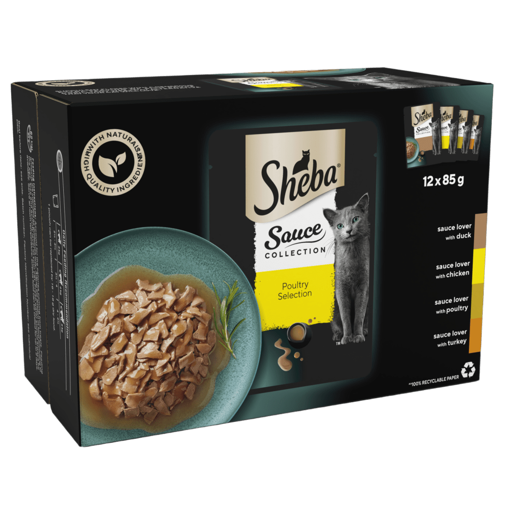 SHEBA® Sauce Collection Adult Cat Food  Poultry Selection 12 x 85g Pouch - 1