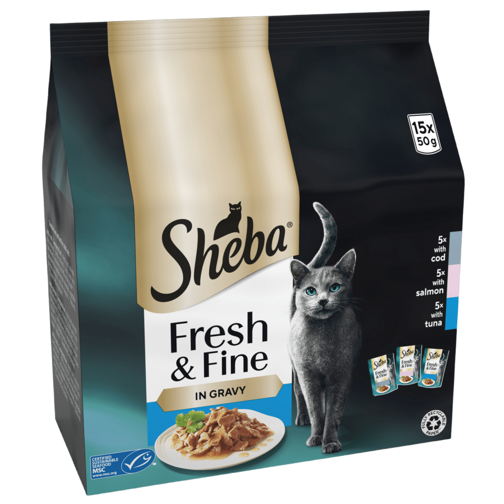 SHEBA® Fresh & Fine Adult Wet Cat Food Fish In Gravy Pouches 50x50g,15x50g - 1
