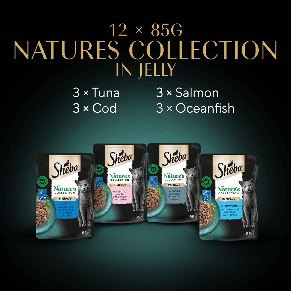 SHEBA®  Natures Collection Adult Wet Cat Food Fish in Gravy 12 x 85g Pouch - 6