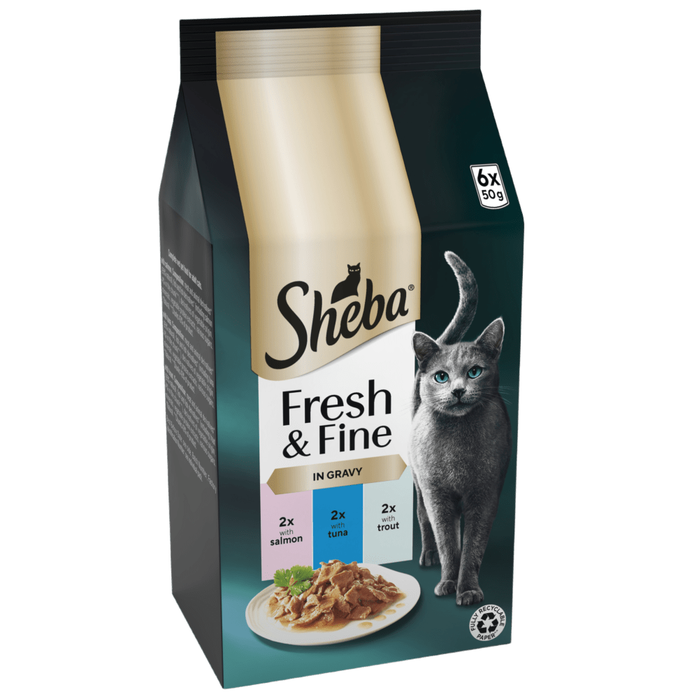 Fresh & Fine Adult Wet Cat Food Salmon, Tuna & Trout in Gravy Pouches